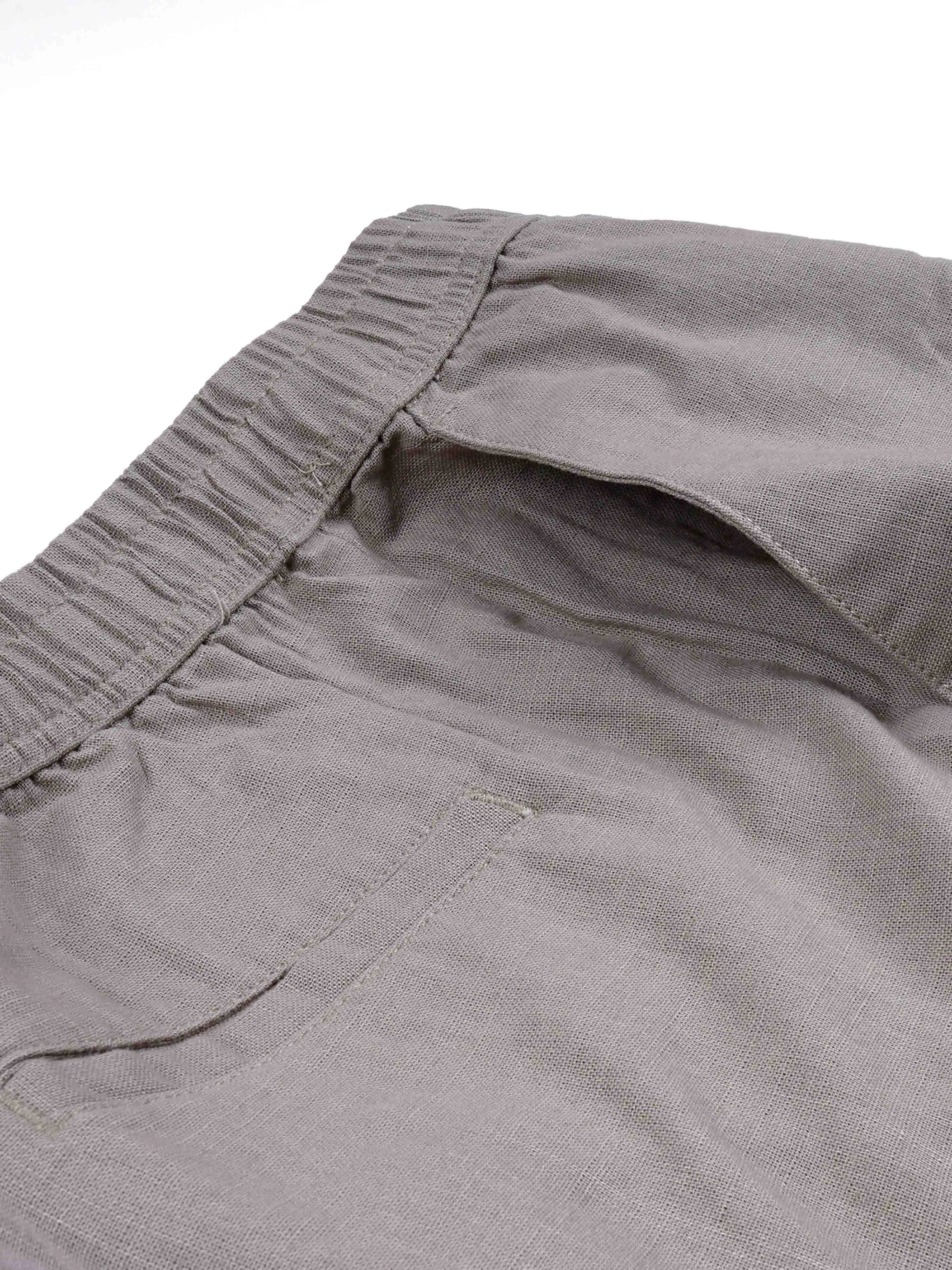 Raw Slub Relaxed Beige Flexiwaist Pants