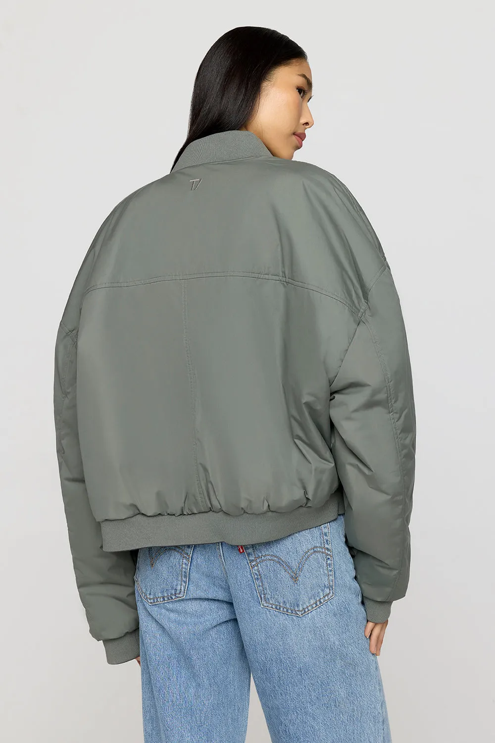 Reversible Girlfriend Bomber Jacket - Graphite And Cool Olive