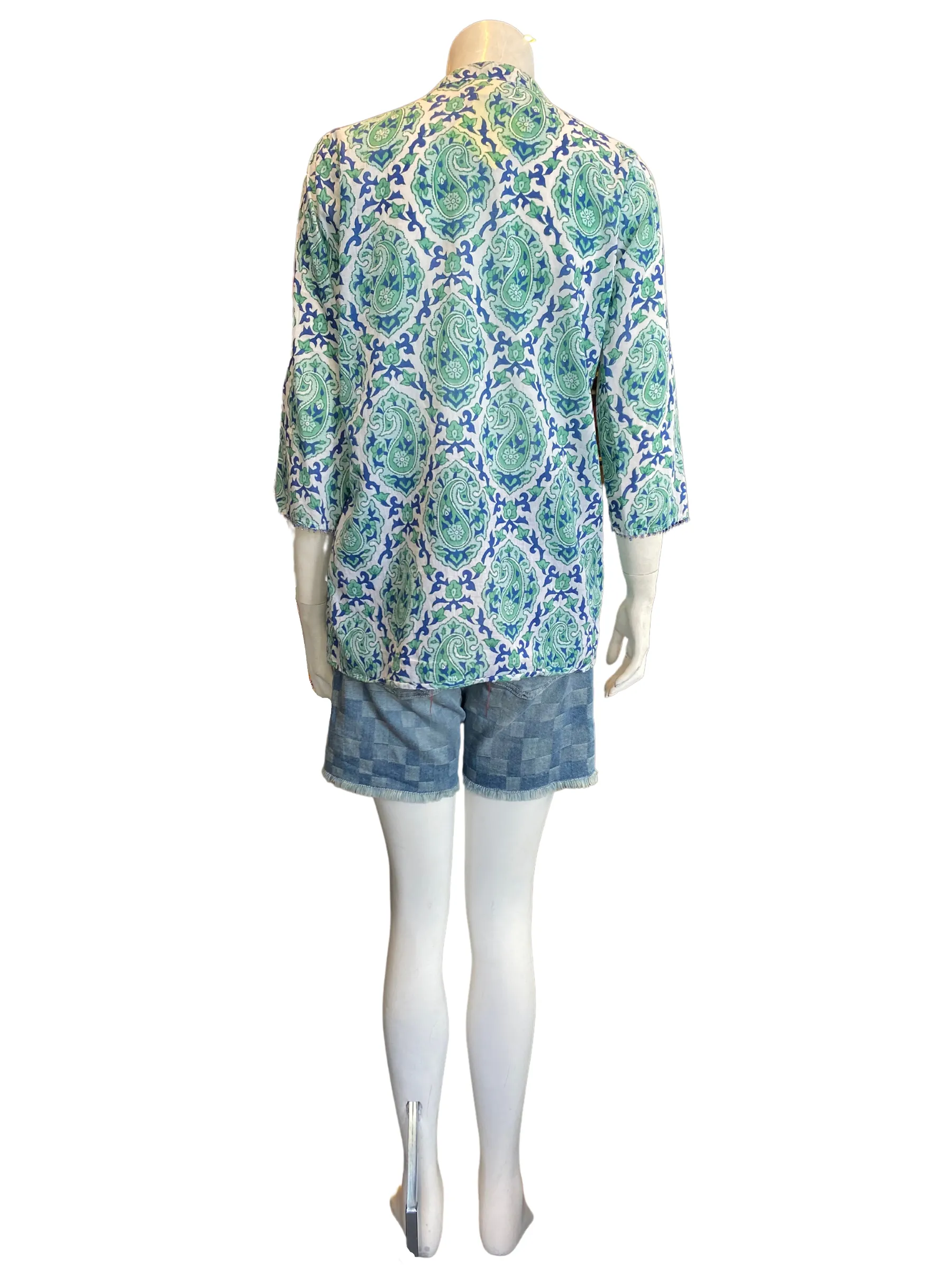 Roberta Roller Cotton Beaded Trim Blouse |XS|