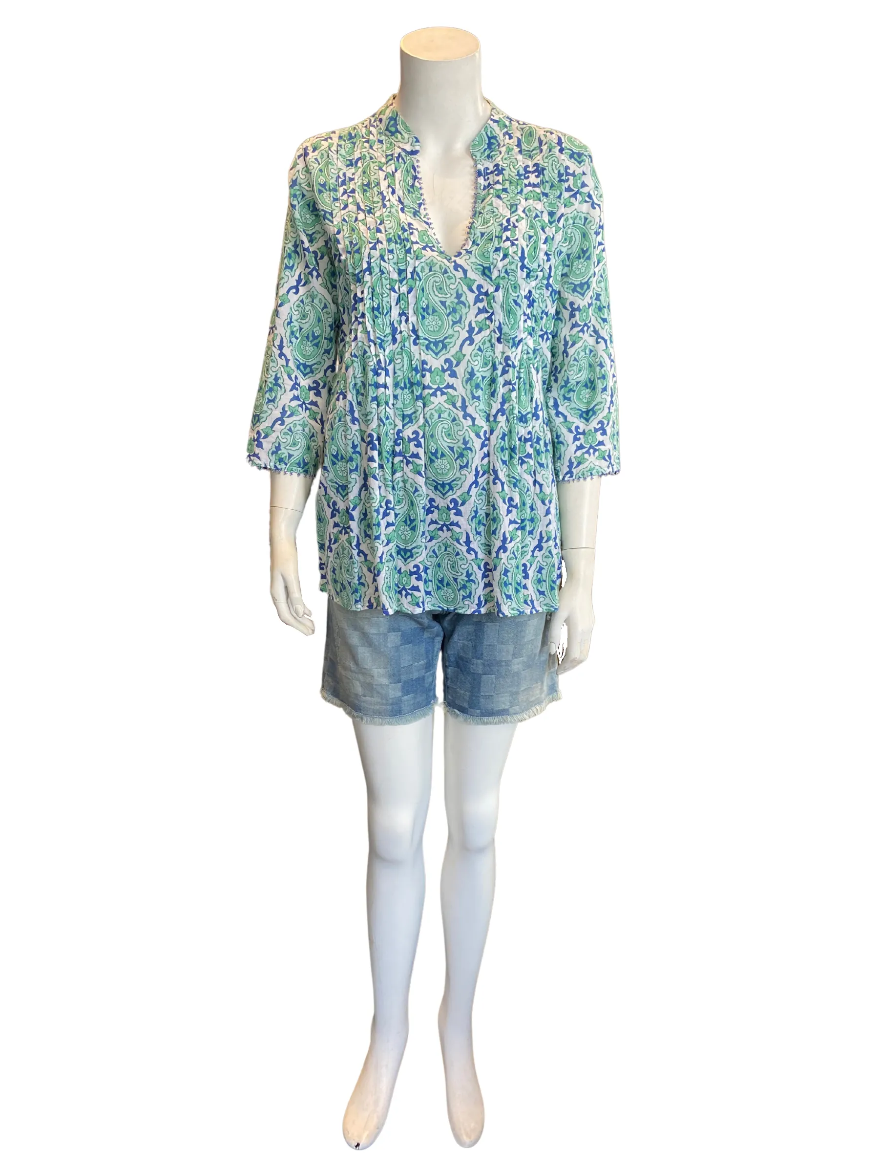 Roberta Roller Cotton Beaded Trim Blouse |XS|