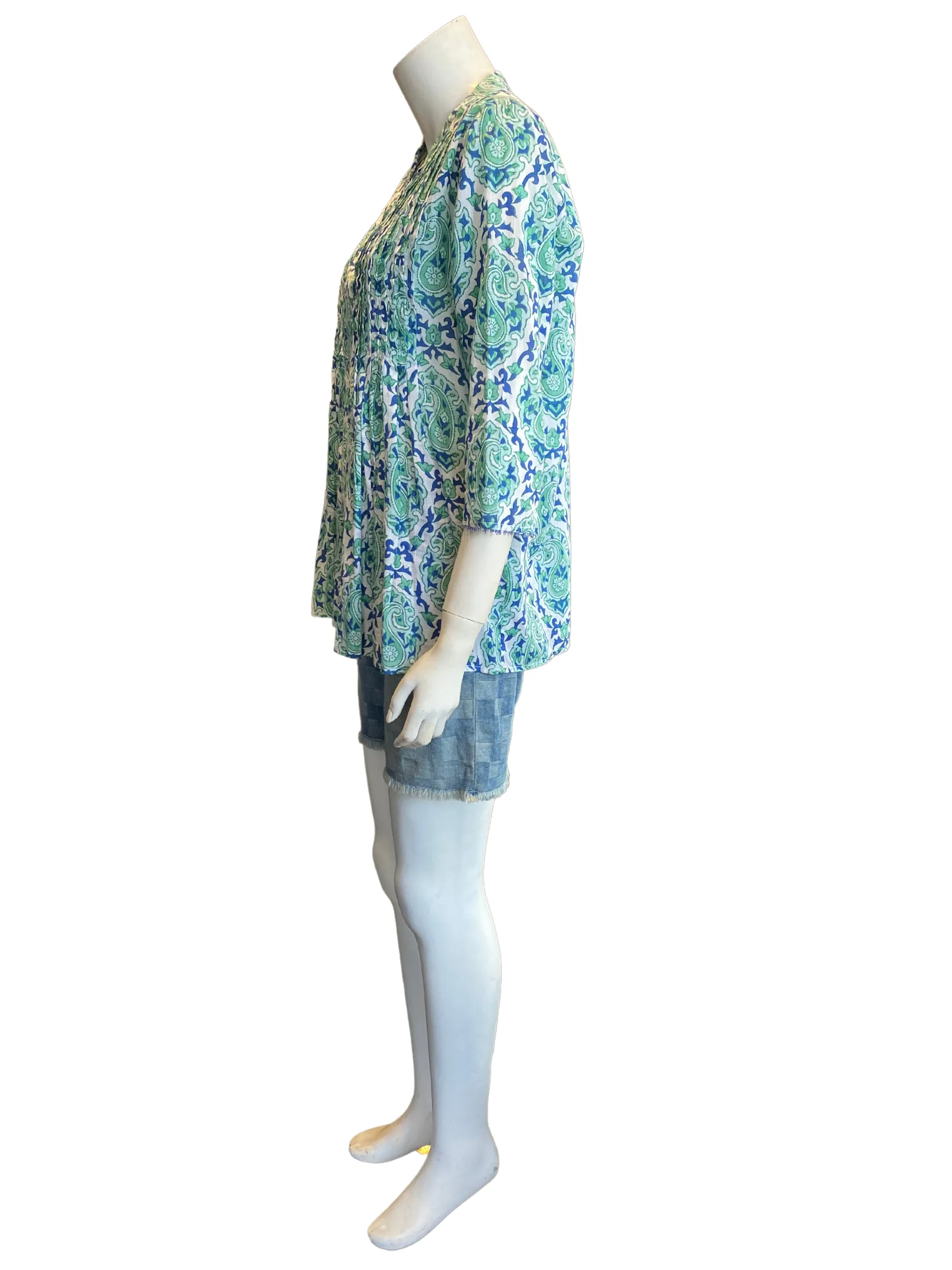 Roberta Roller Cotton Beaded Trim Blouse |XS|