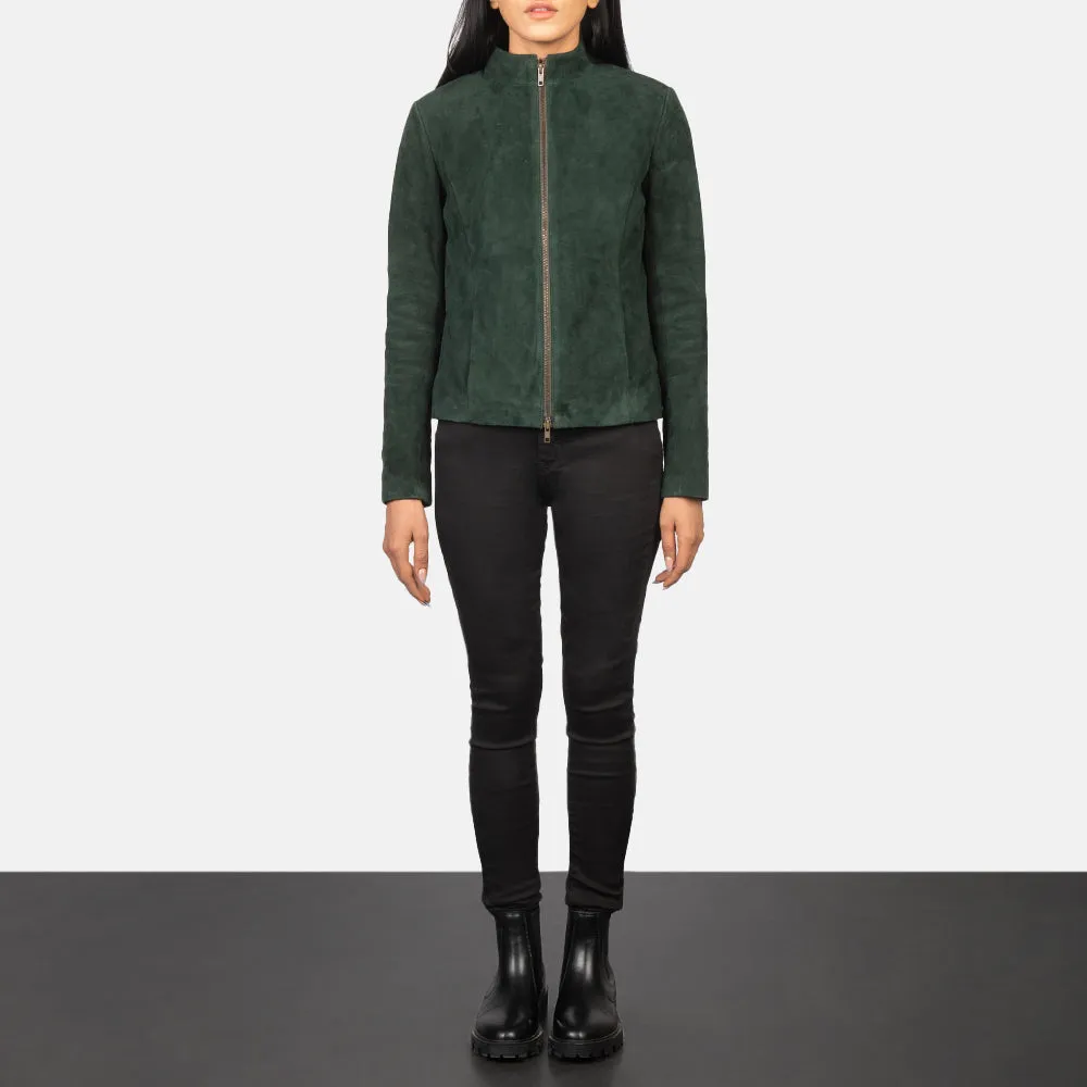 Rumella Green Suede Biker Jacket