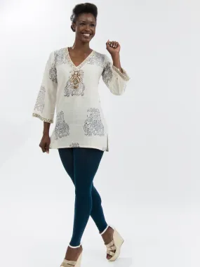 Slate Silk Elephant Safari Tunic