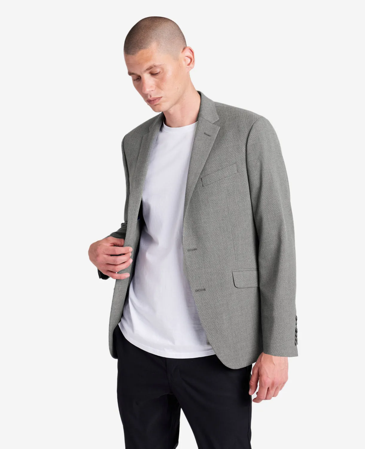 Slim-Fit Grey Mini Check Stretch TECHNI-COLE Sport Coat