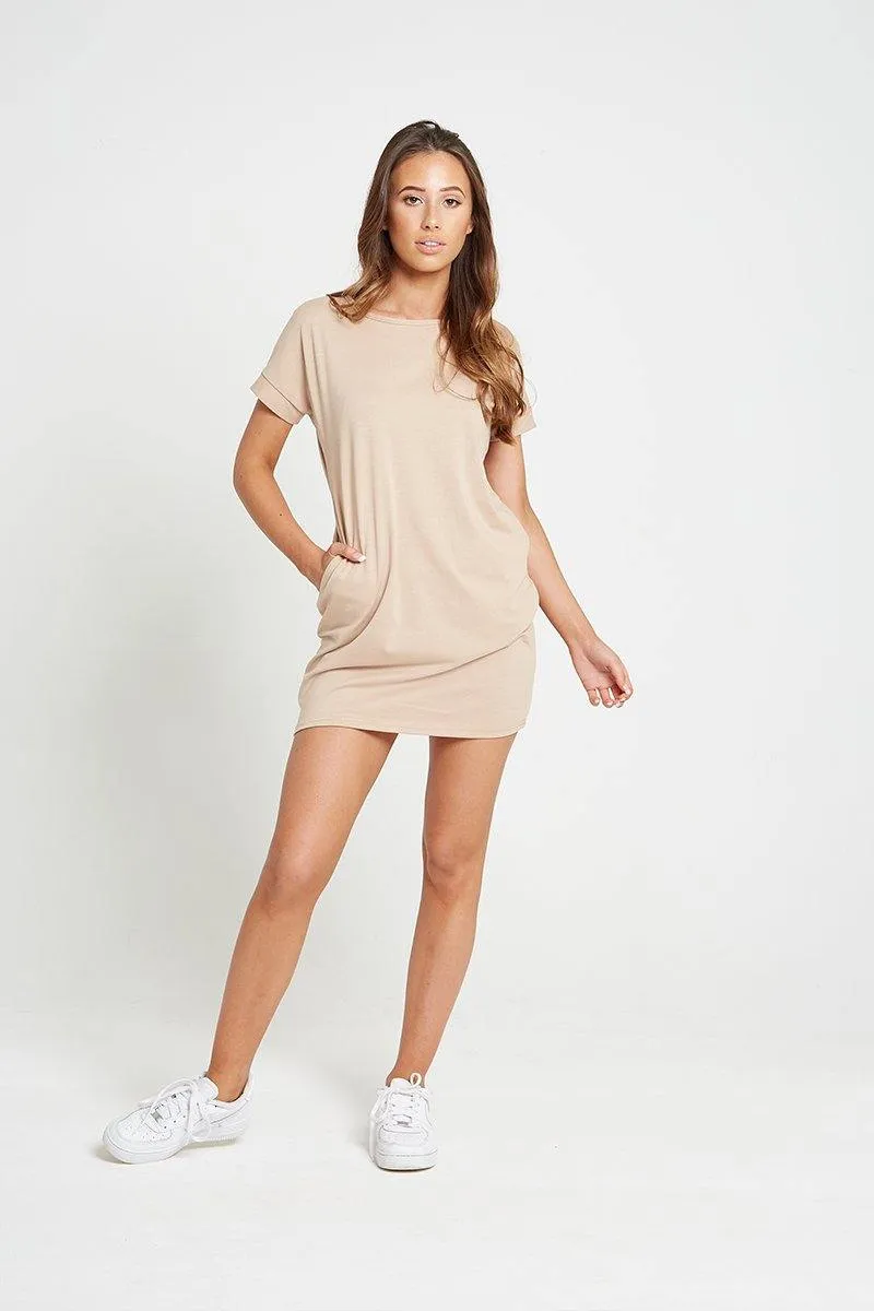 T-Shirt Dress in Beige