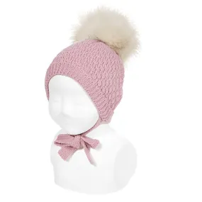 Tamarisk Faux Fur Pom Pom Hat with Ties