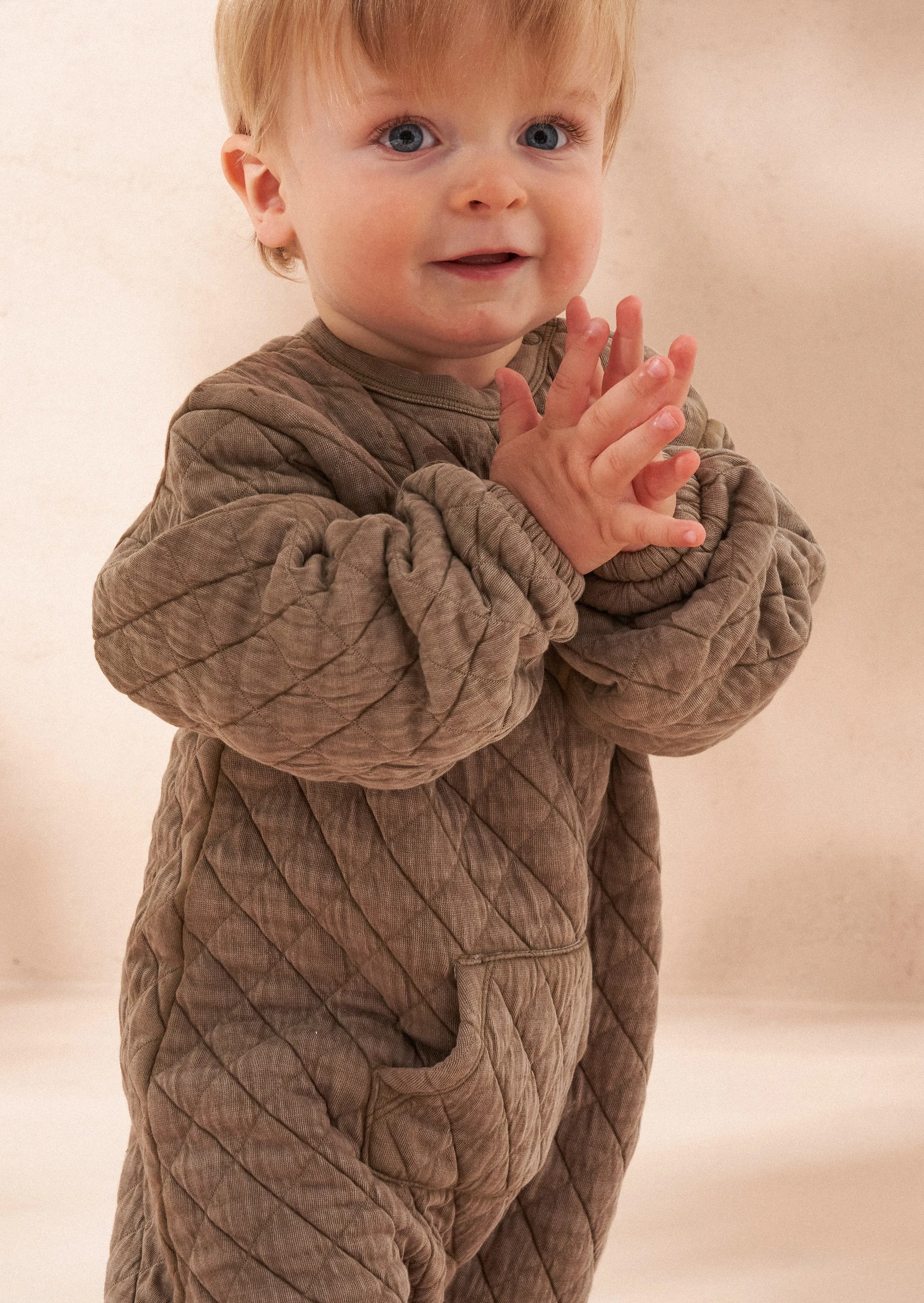 Taupe Quilted Washed Playsuit