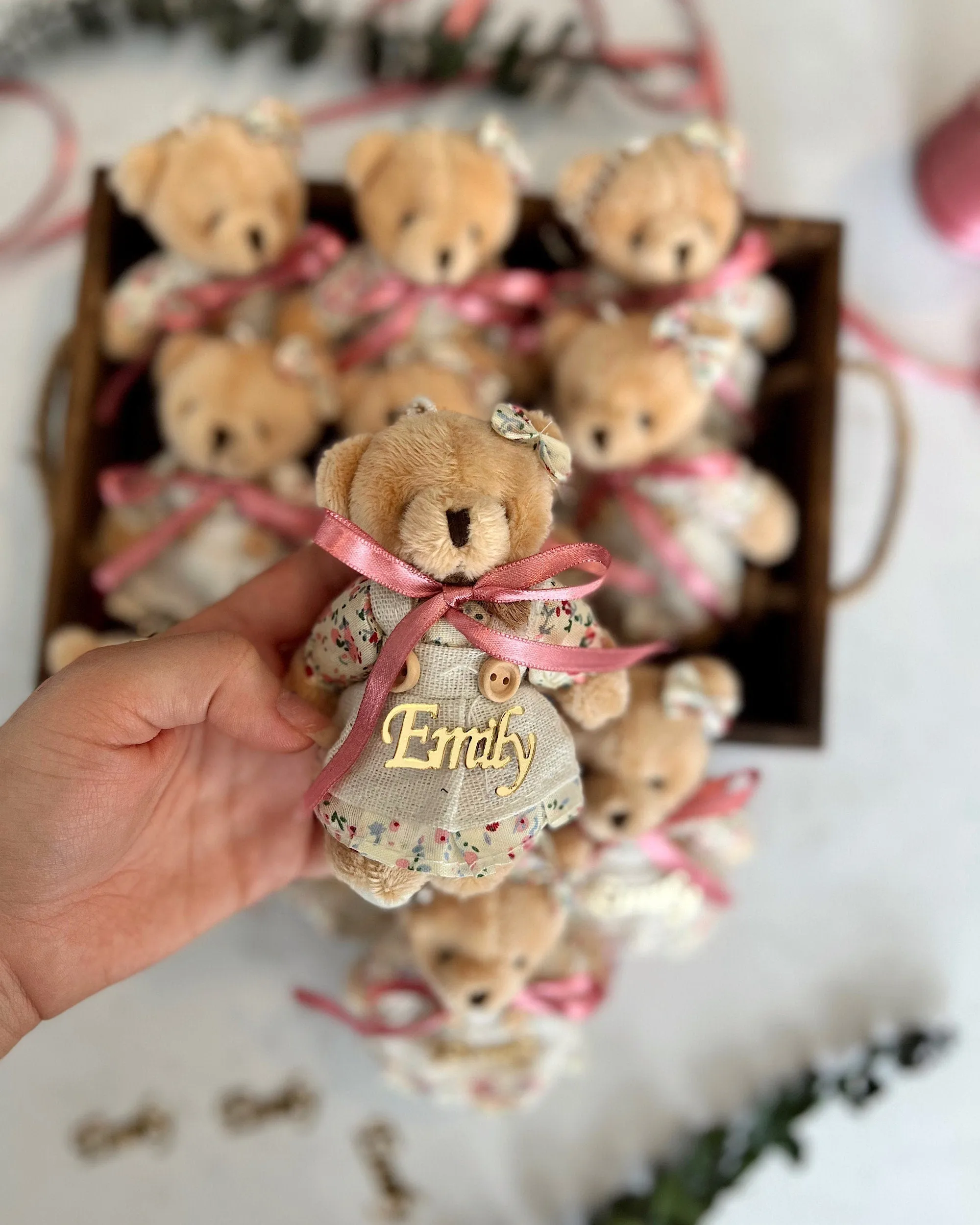 Teddy Bear Baby Shower Favors, Teddy Bear Keychain, Personalized Favors, First Birthday Party, Baptism Favors, Christening Gift