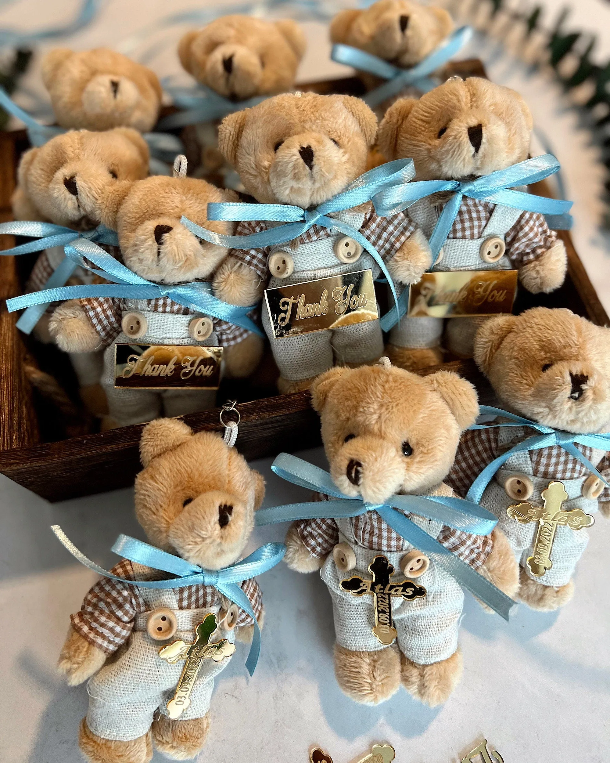 Teddy Bear Baby Shower Favors, Teddy Bear Keychain, Personalized Favors, First Birthday Party, Baptism Favors, Christening Gift