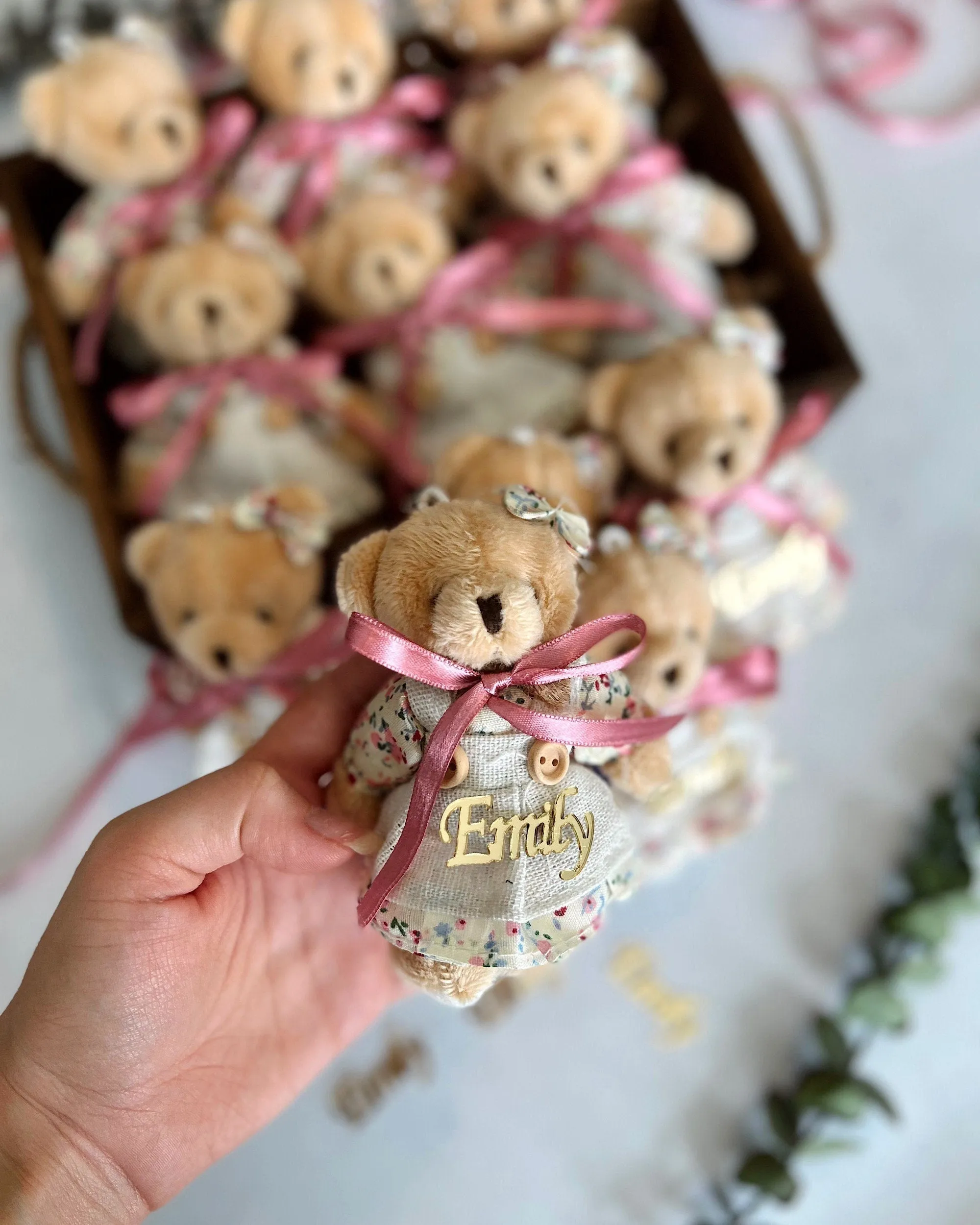 Teddy Bear Baby Shower Favors, Teddy Bear Keychain, Personalized Favors, First Birthday Party, Baptism Favors, Christening Gift