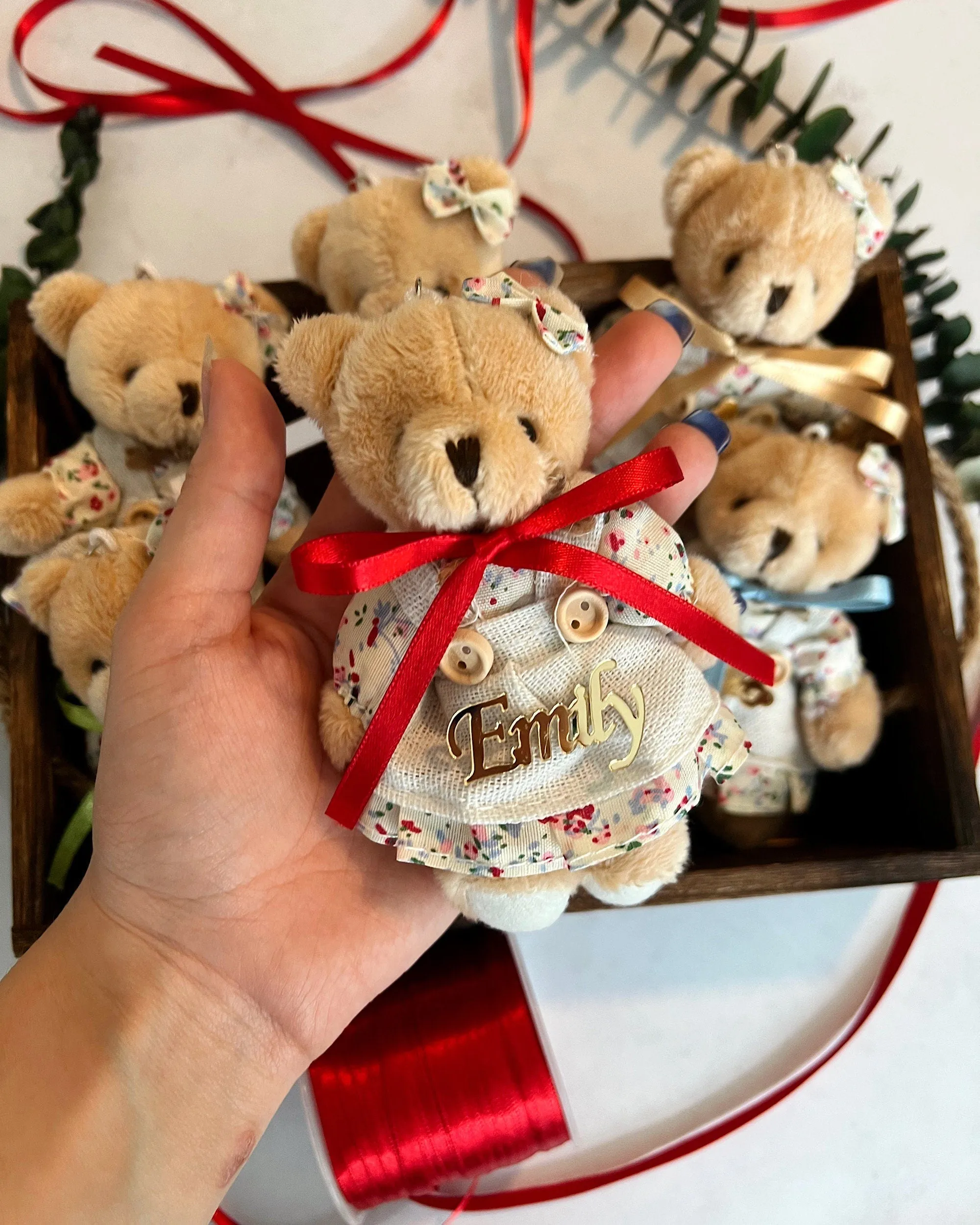 Teddy Bear Baby Shower Favors, Teddy Bear Keychain, Personalized Favors, First Birthday Party, Baptism Favors, Christening Gift