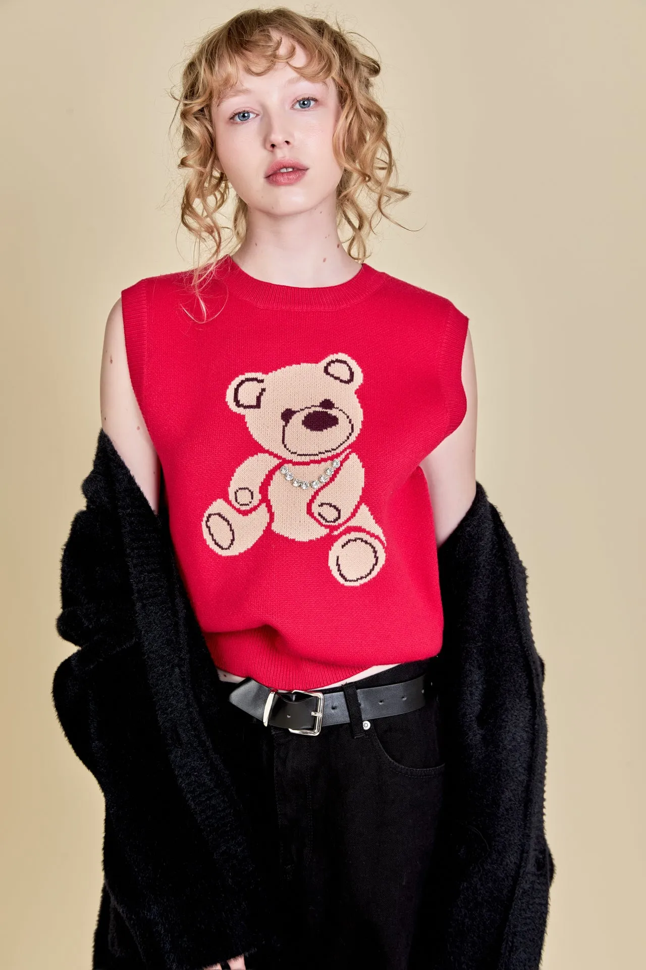 Teddy Bear Knit Vest