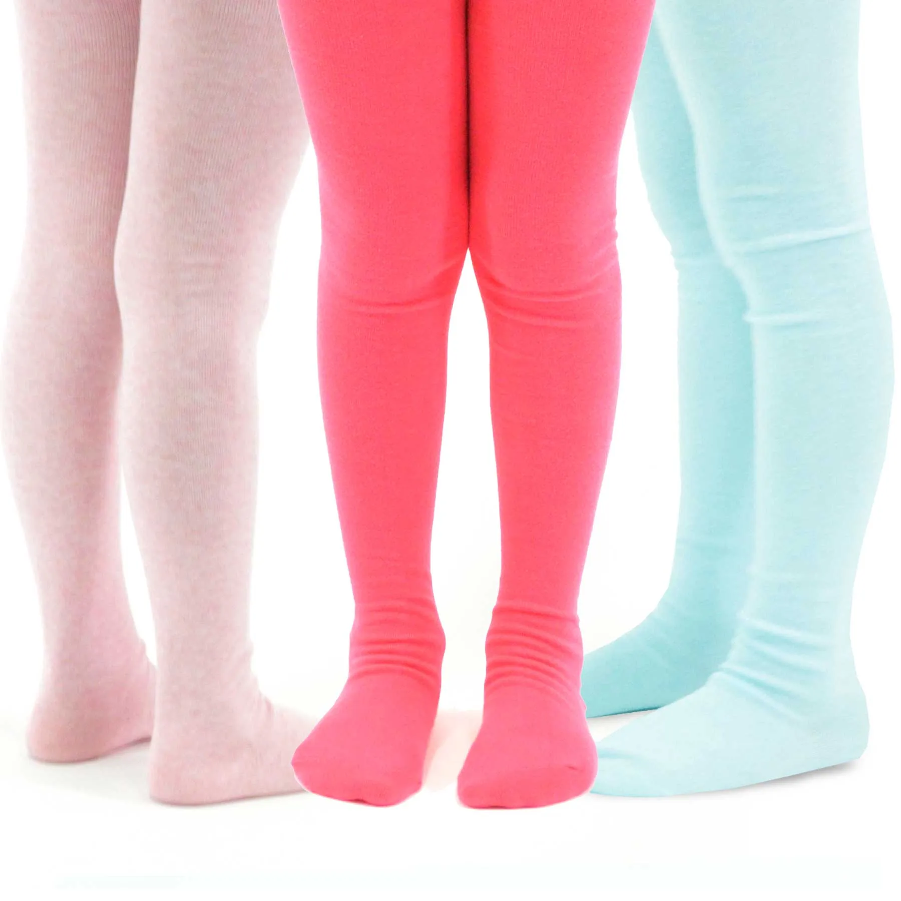 TeeHee Socks Kid's Casual Cotton Tights Pink, Blue, Hot Pink 3-Pack (T1565)