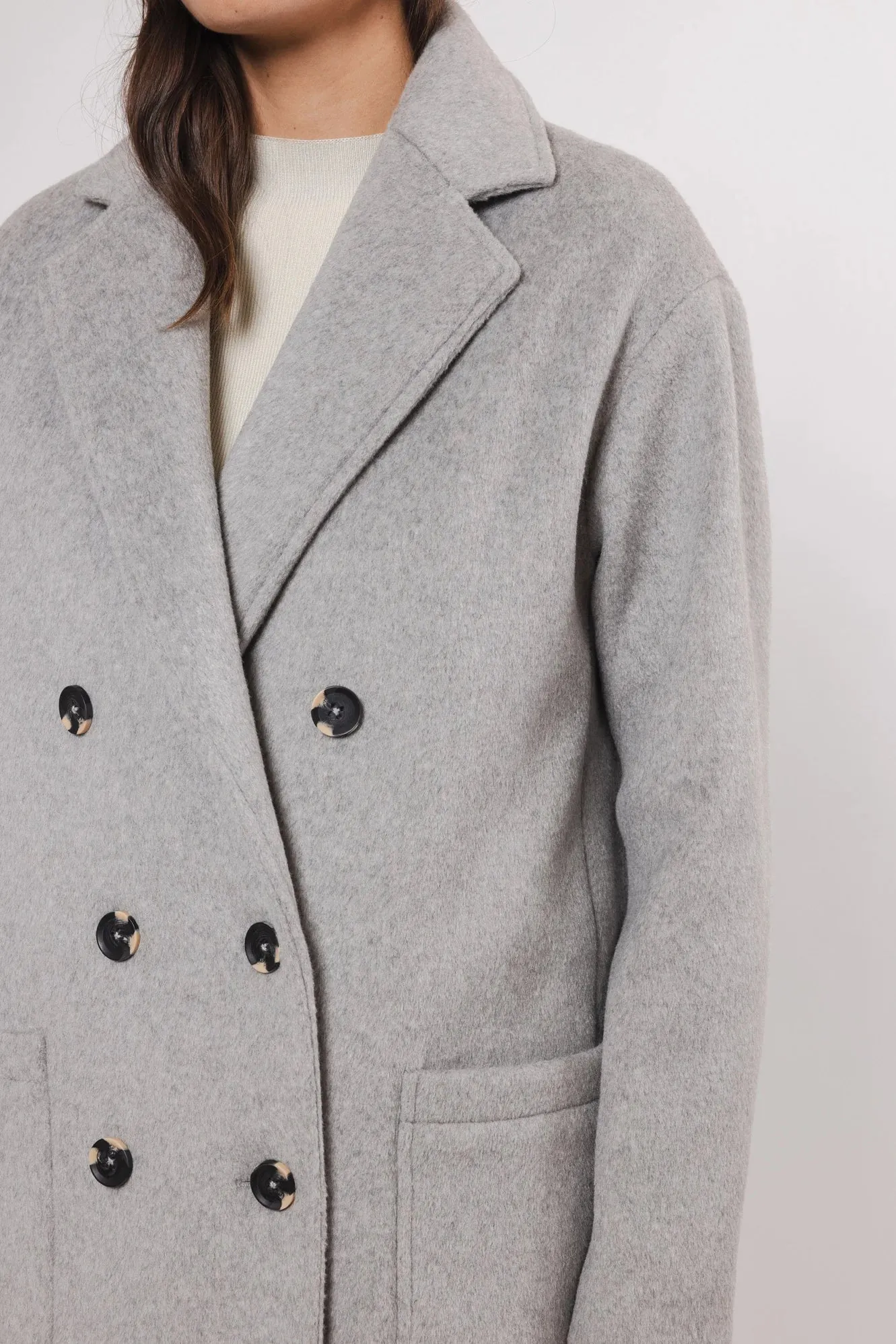 Teuni Double Breasted Coat - Light Grey