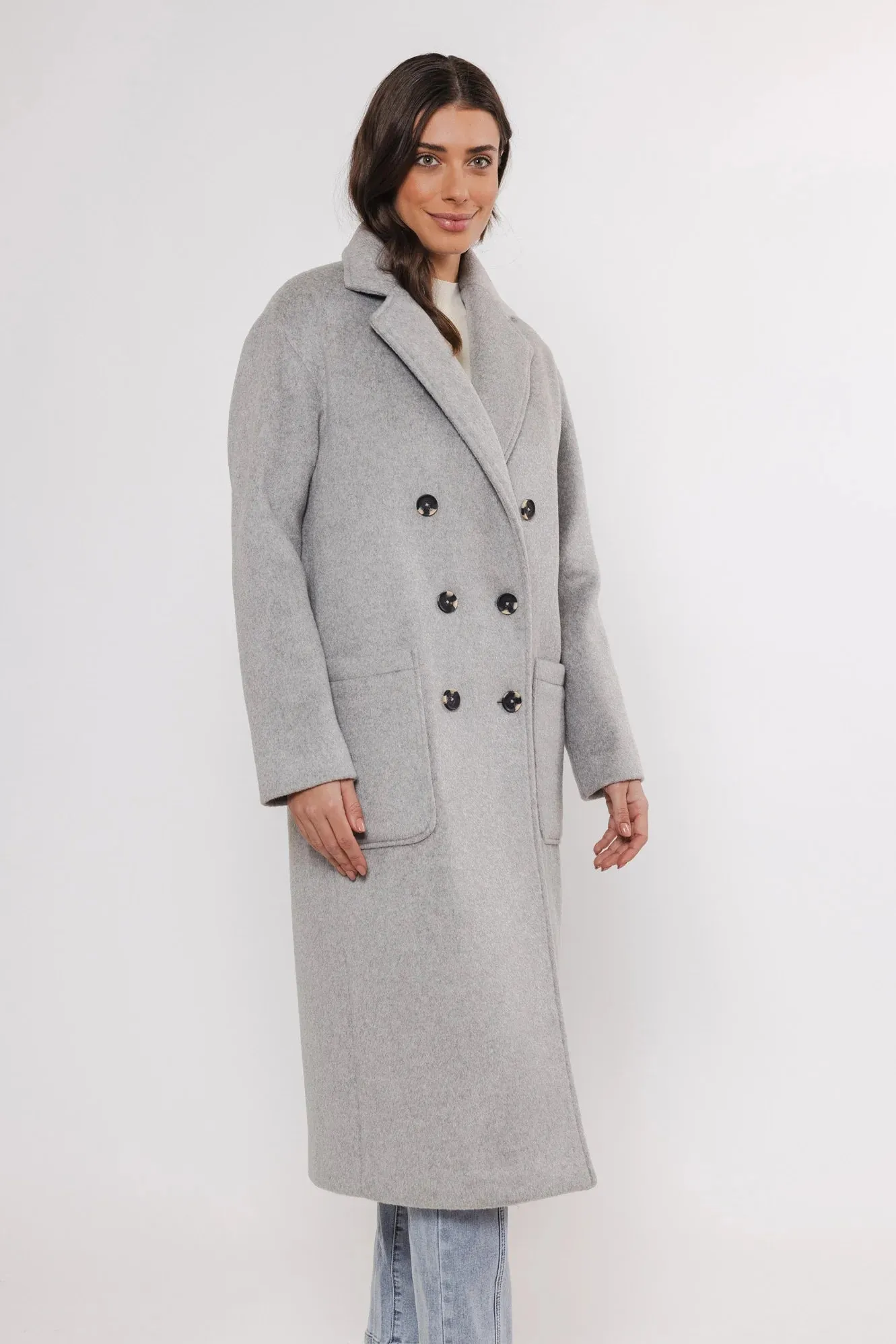 Teuni Double Breasted Coat - Light Grey