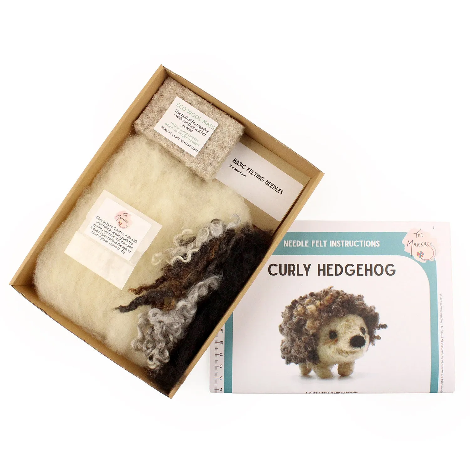 The Makerss - Small Curly Hedgehog Needle Felt Kit