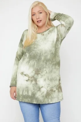 Tie Dye Tunic Featuring A Round Neck Top