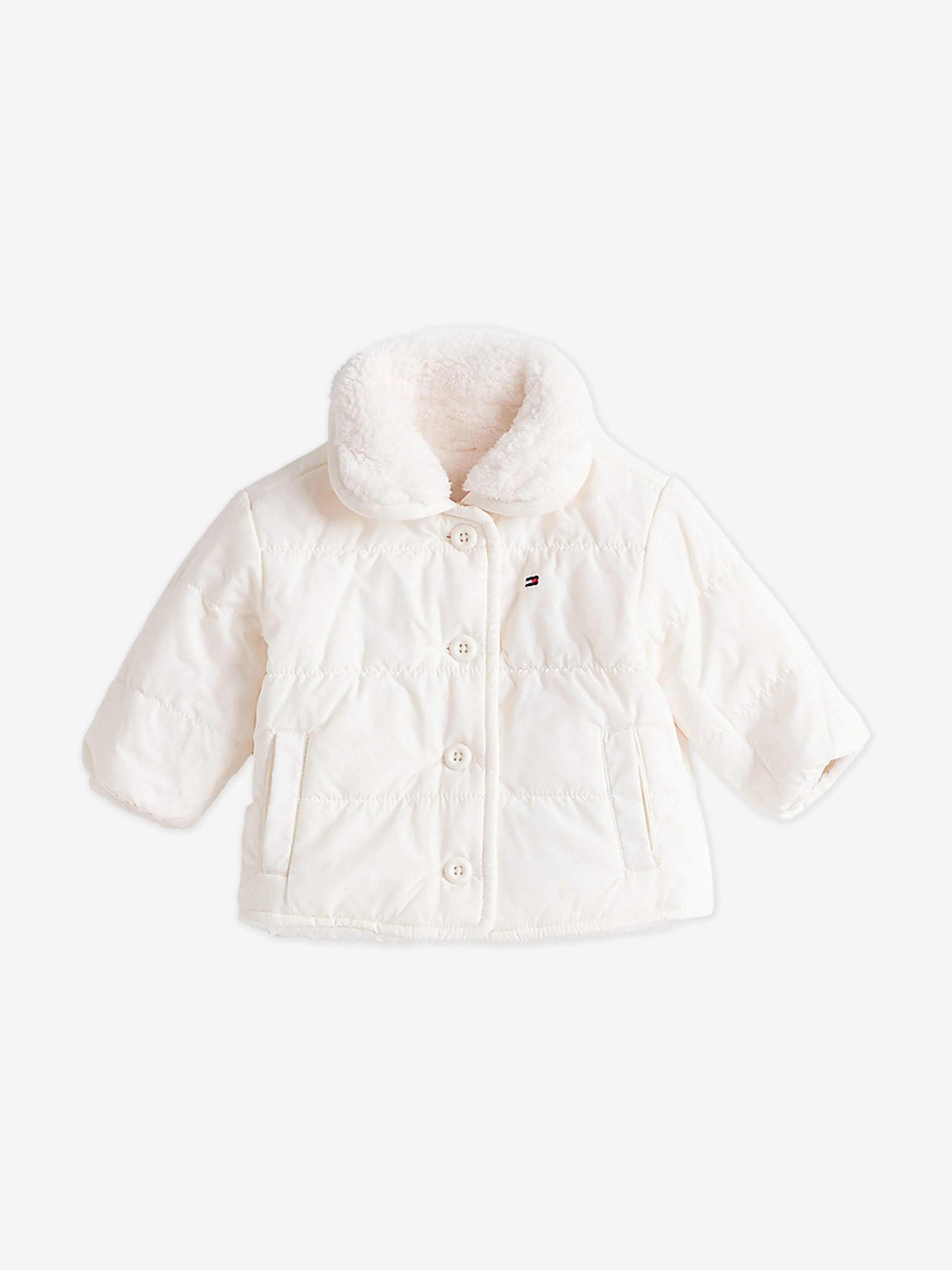 Tommy Hilfiger Baby Girls Reversible Teddy Jacket in White