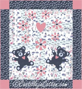 Twin Teddies and Flowers Quilt Pattern CJC-52081 - Paper Pattern