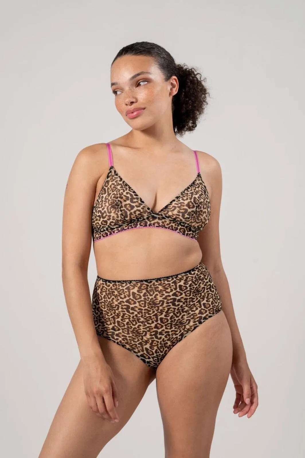 Understatement Underwear - Mesh Highwaist Briefs - Leopard