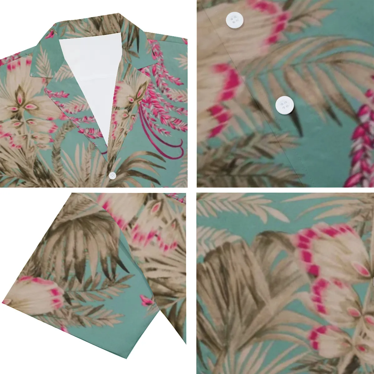 Vintage Bird & Tropical Palm V-Neck Short Sleeve Shirt