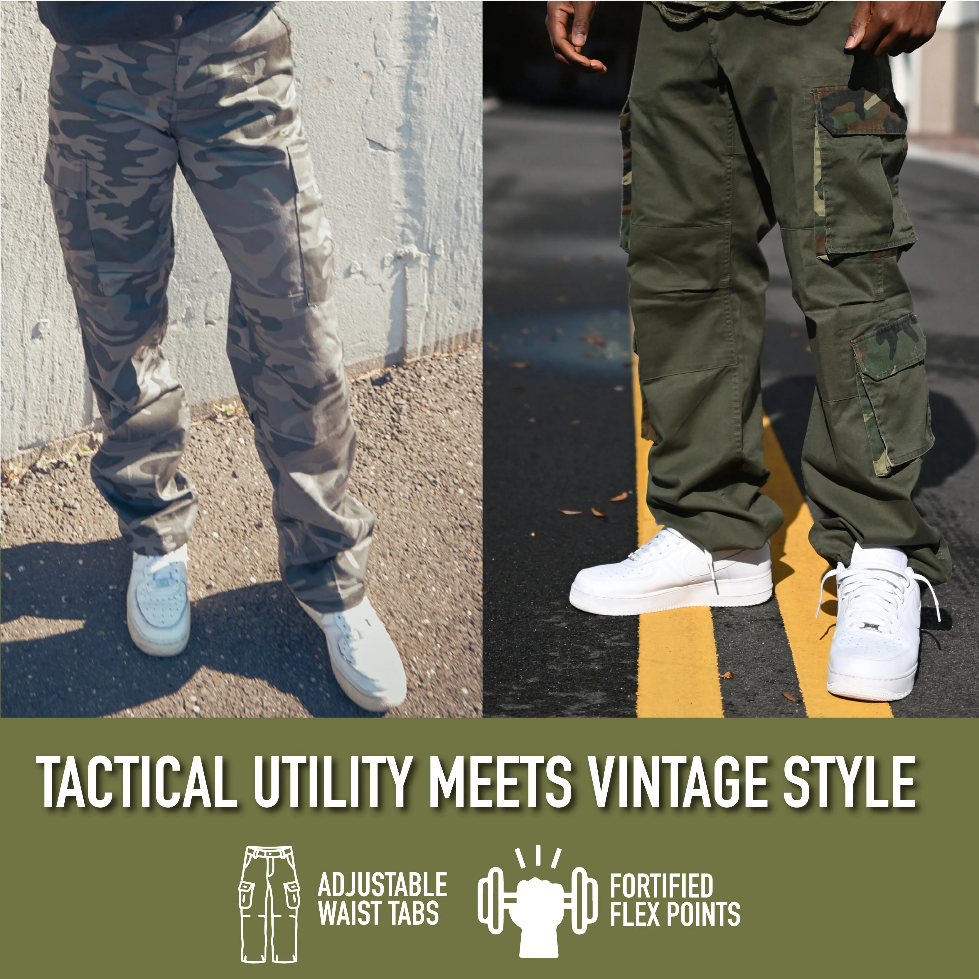 [Vintage Paratrooper] Camo Cargo Fatigue BDU Pants