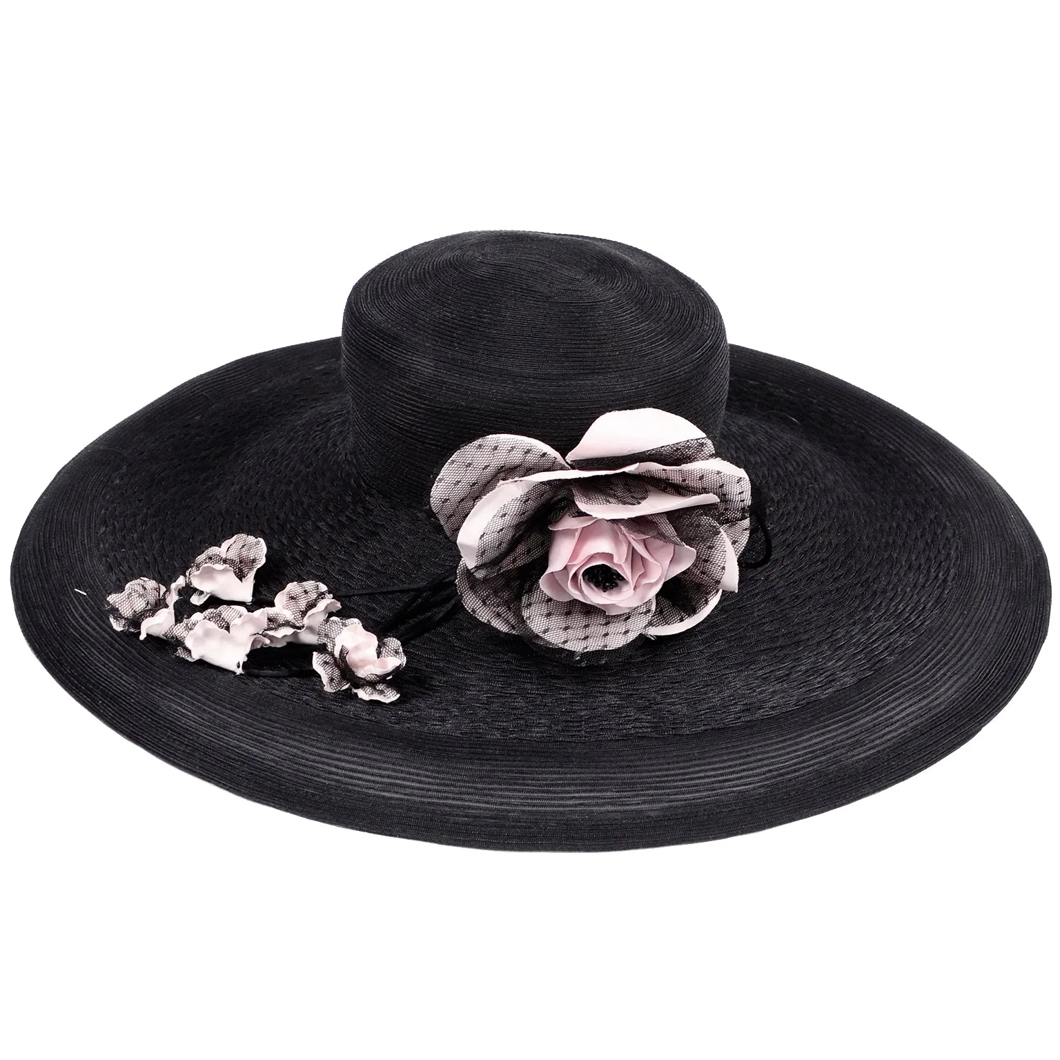 Vintage Wide Brim Black Hat from Frank Olive for Neiman Marcus