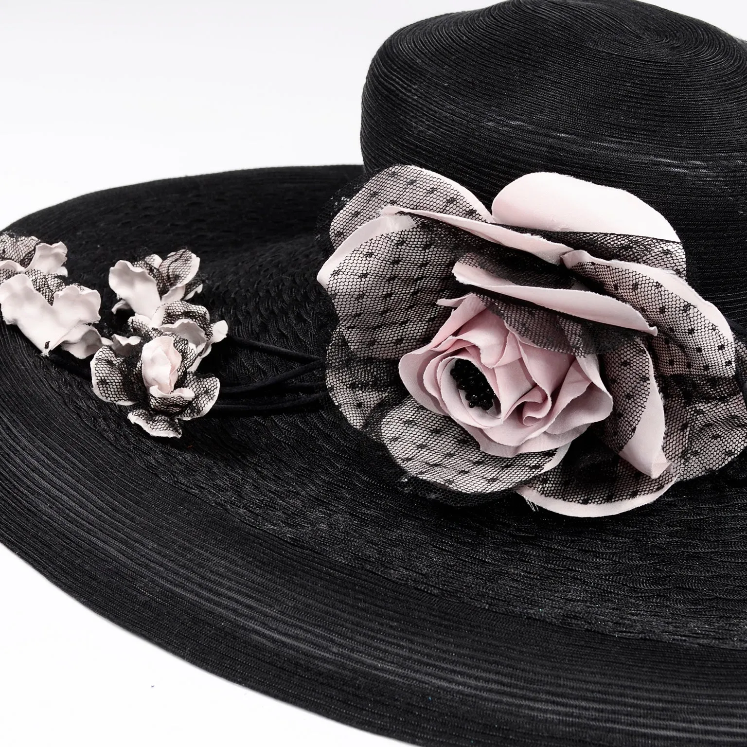 Vintage Wide Brim Black Hat from Frank Olive for Neiman Marcus