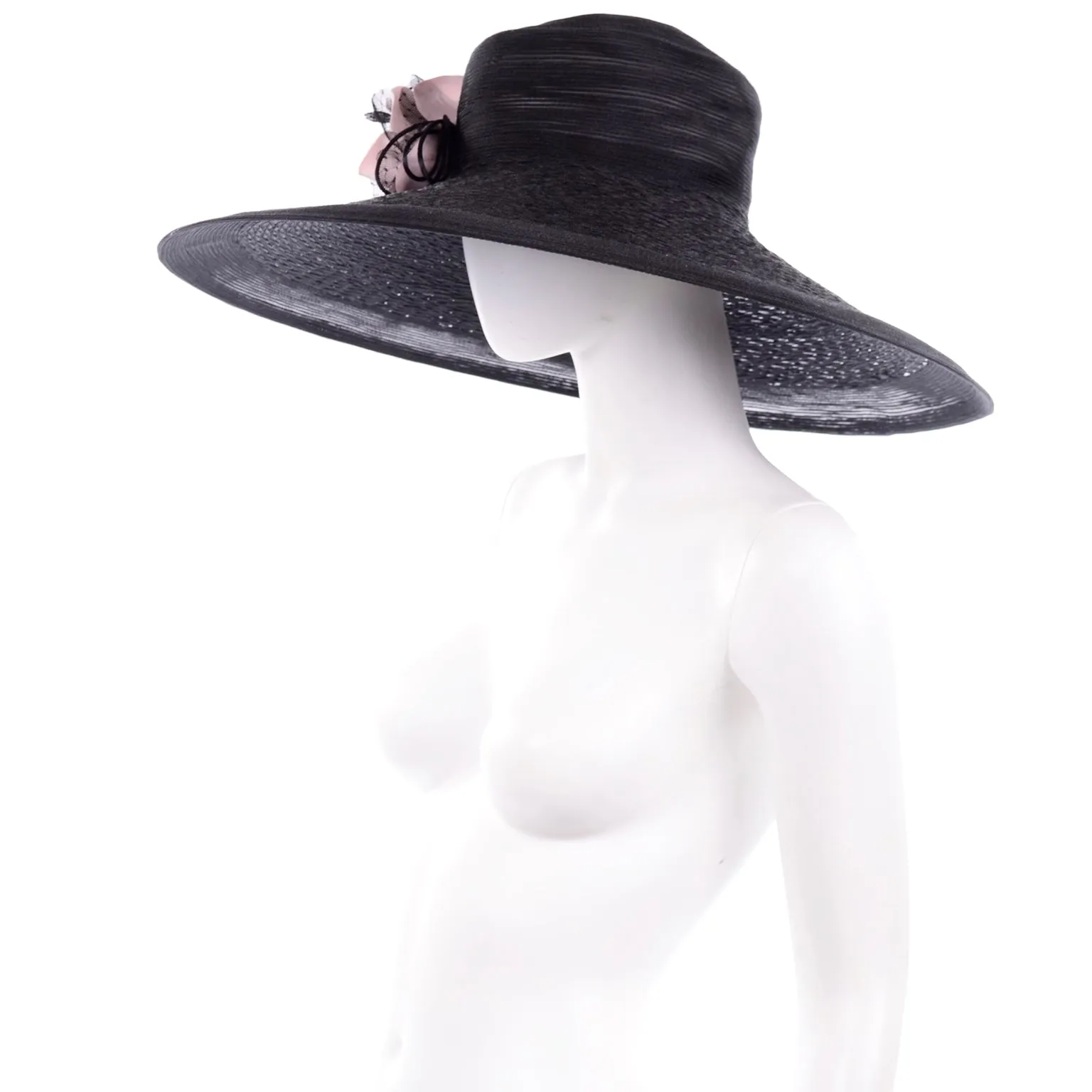 Vintage Wide Brim Black Hat from Frank Olive for Neiman Marcus