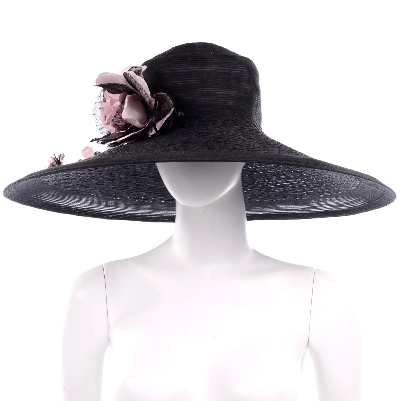 Vintage Wide Brim Black Hat from Frank Olive for Neiman Marcus