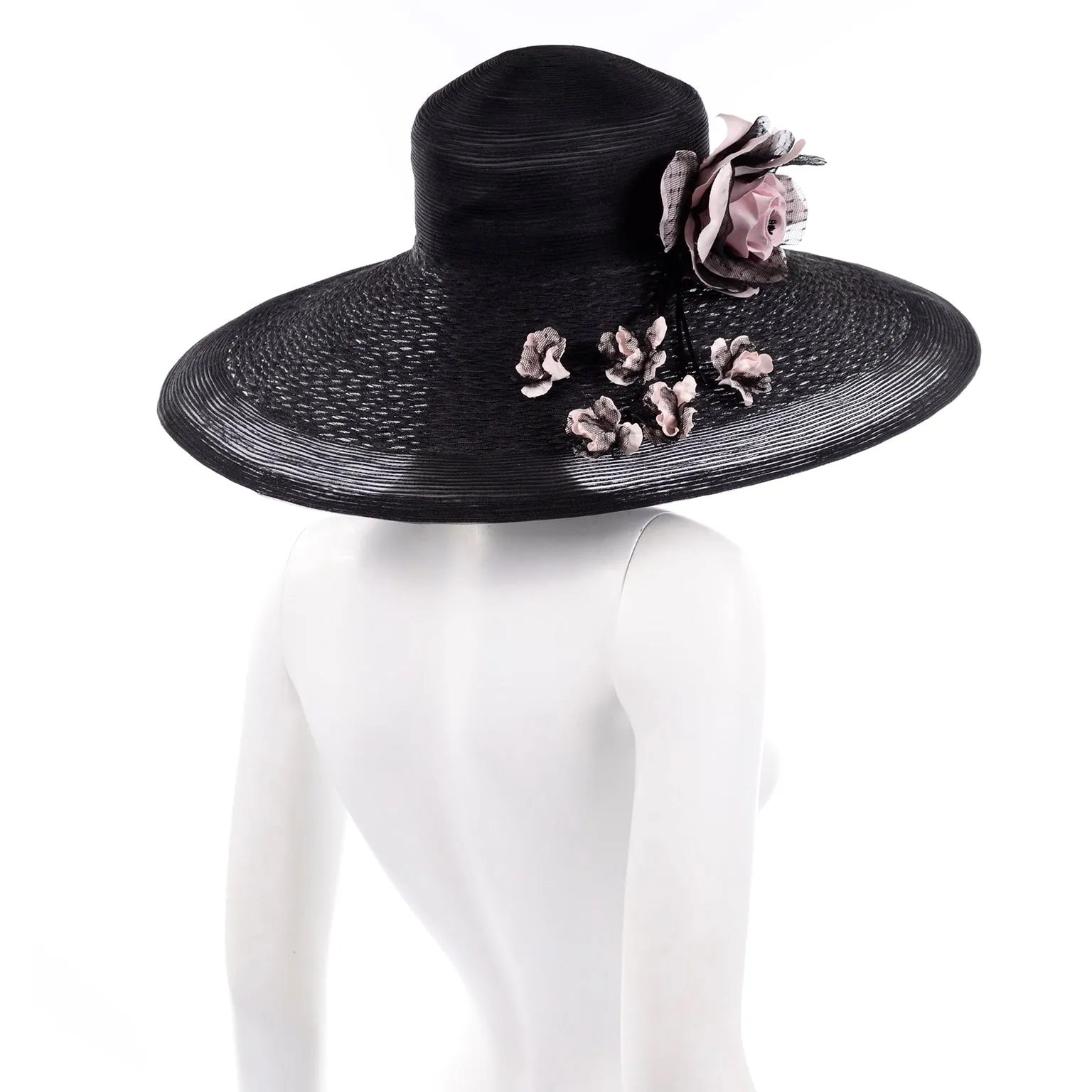 Vintage Wide Brim Black Hat from Frank Olive for Neiman Marcus