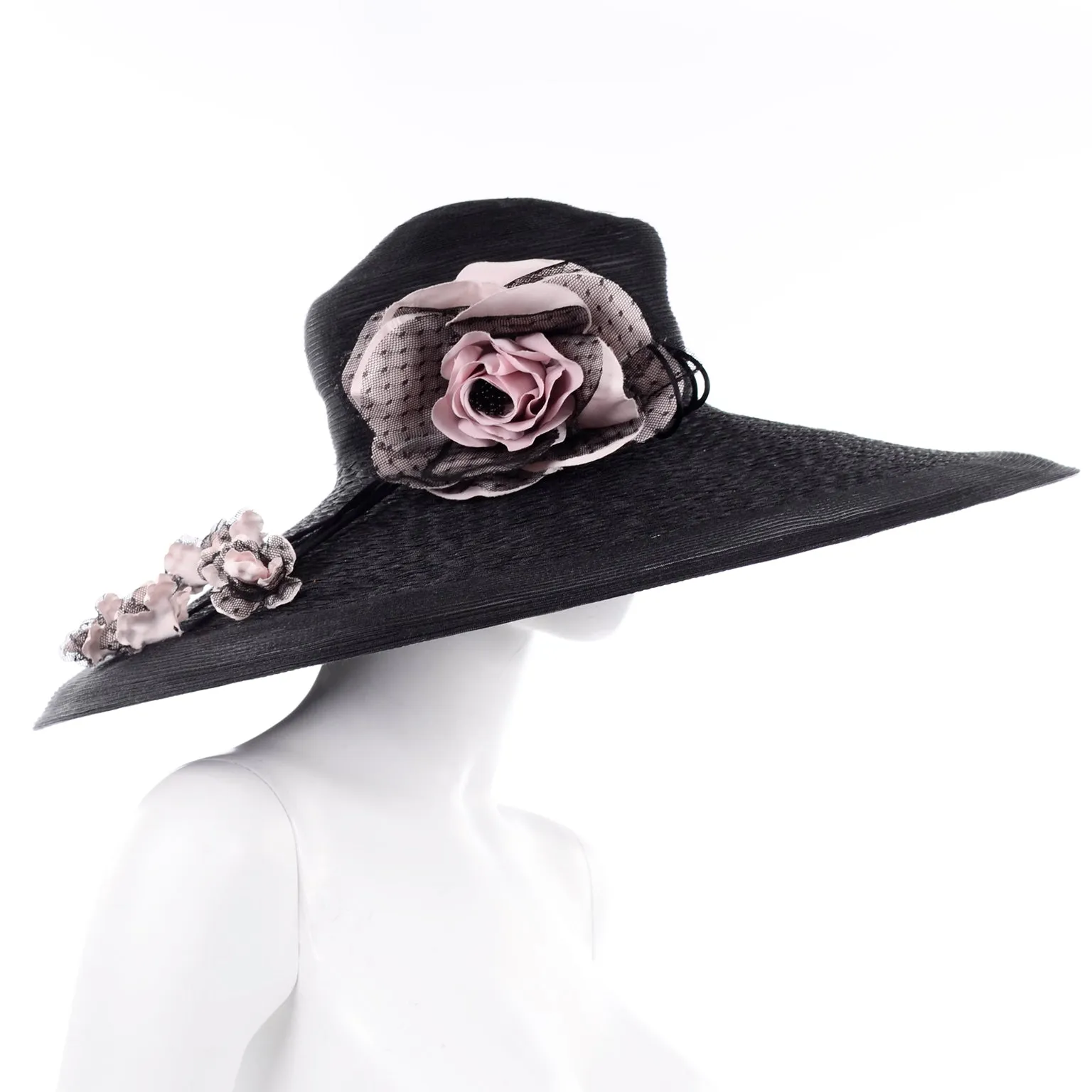 Vintage Wide Brim Black Hat from Frank Olive for Neiman Marcus