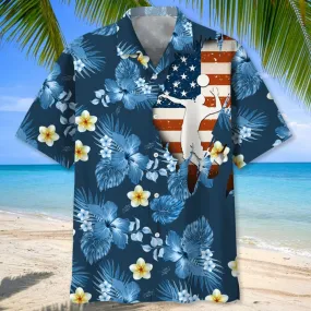 Volleyball american flag Flower Hawaiian Shirt, Volleyball Shirt,  Sports Team Group Shirts