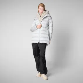 Women's Hooded Animal free Puffer Coat Matilda with Faux Fur in Fog Grey