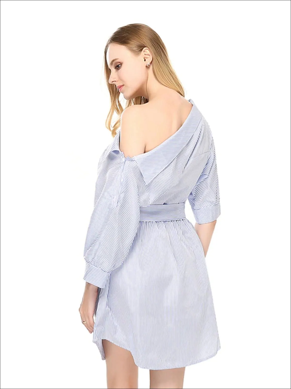 Women's Slouchy Belted Pinstripe Dress/Tunic