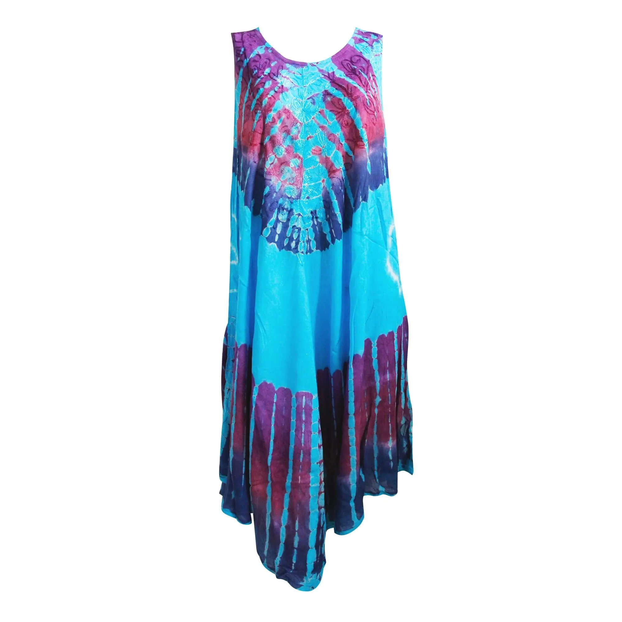 Womens Tie Dye Tunic Dress- Blue