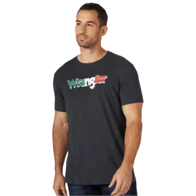 Wrangler Men's Mexican Flag Caviar Heather Short Sleeve T-Shirt 112319281