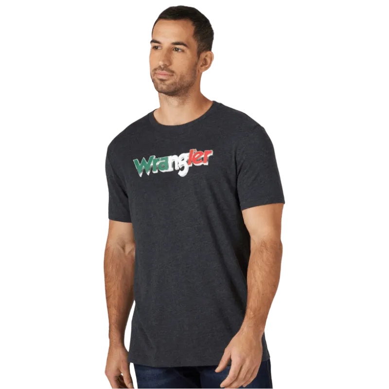 Wrangler Men's Mexican Flag Caviar Heather Short Sleeve T-Shirt 112319281