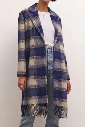 Ynez Fringed Plaid Coat